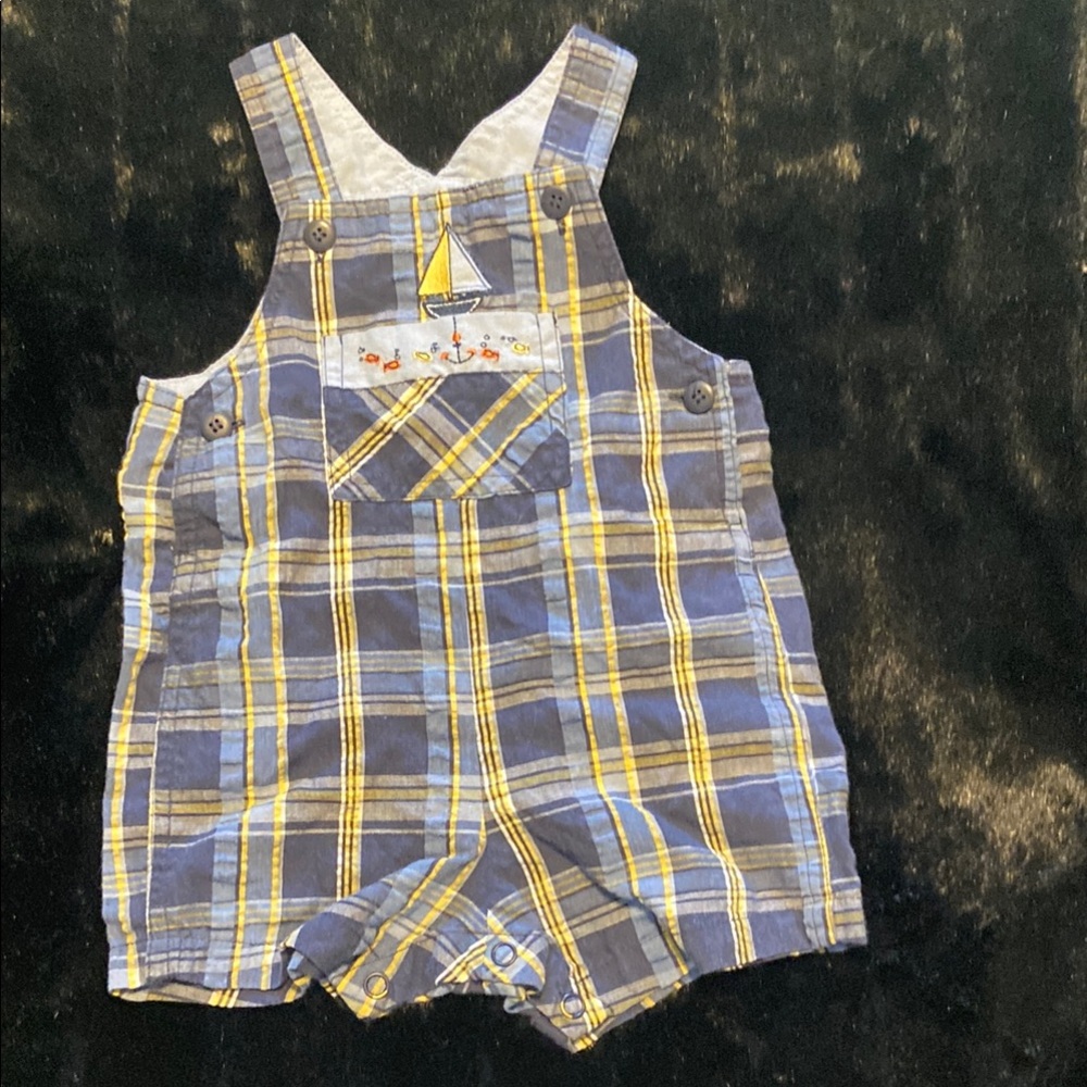 Plaid Blue and Yellow Kids Overalls